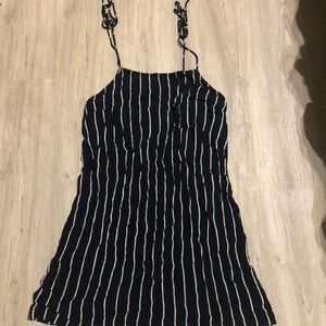 Billabong Loose Cover Dress Adjustable Straps Navy Stripe Small